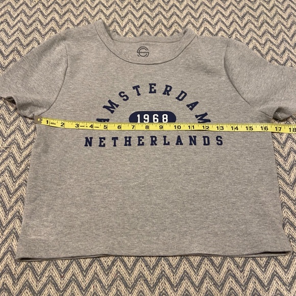 Social Club Amsterdam Gray Ribbed Cropped T-Shirt – XL, 100% Cotton - Picture 5 of 6